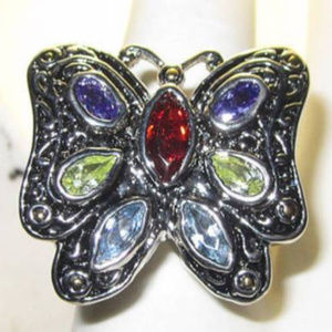 NWT ring cubic zirconia butterfly two tone